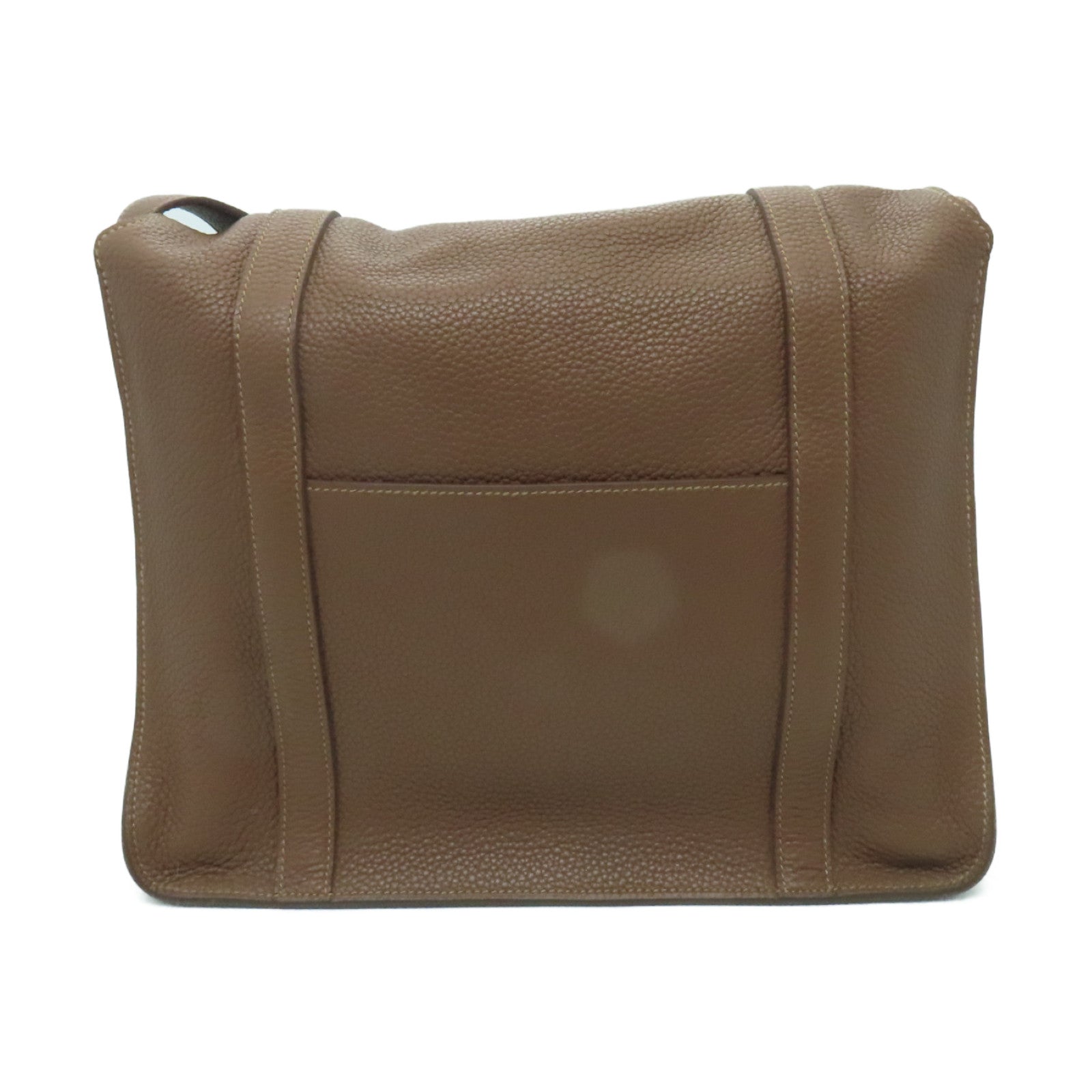 HERMES Clemence皮革Steve Besace 35銀扣肩背袋Cafe棕色