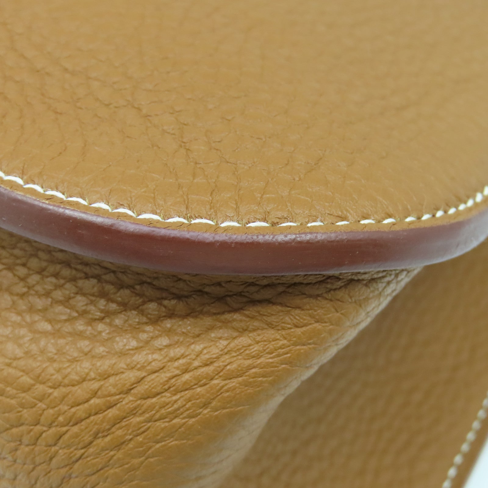 HERMES Clemence皮革Halzan 31银扣手挽肩背两用袋Gold啡色