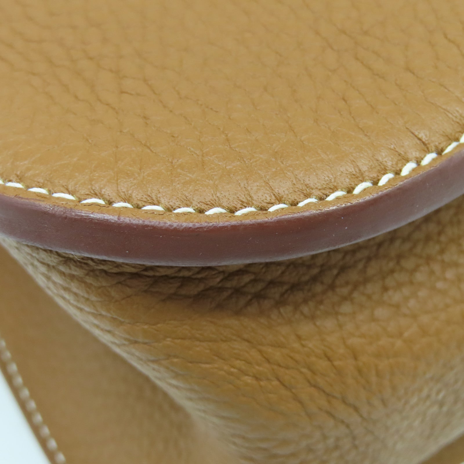 HERMES Clemence皮革Halzan 31银扣手挽肩背两用袋Gold啡色