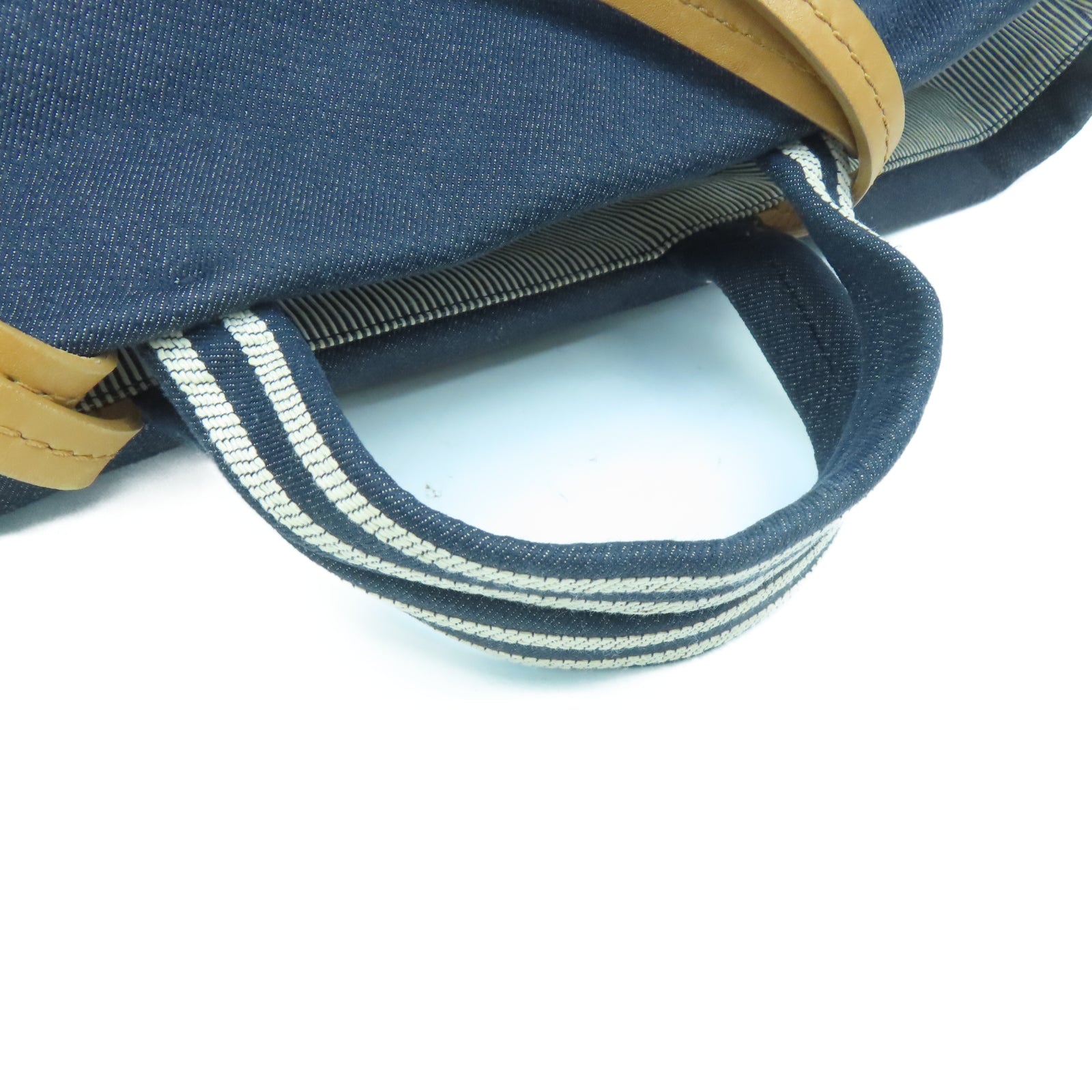 CHANEL 牛仔布/皮革Coco Mark Shoulder Tote銀扣手挽肩背兩用袋藍色