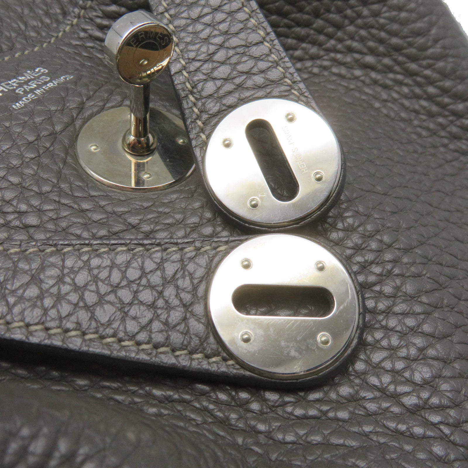 HERMES Clemence皮革Lindy 30 Shoulder Bag银扣肩背袋88灰色