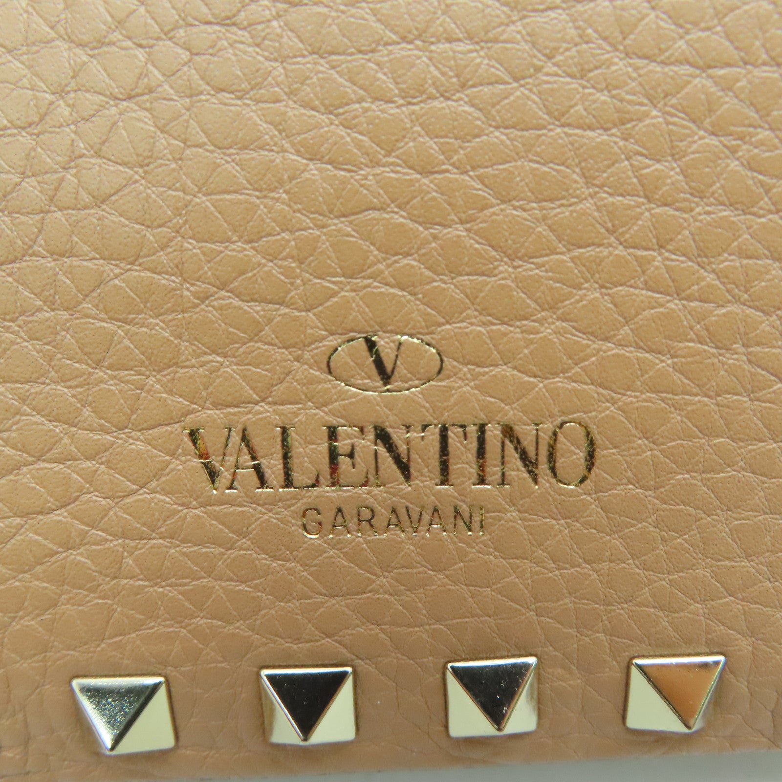 Valentino 牛皮皮革Shoulder Bag金扣肩背袋米色
