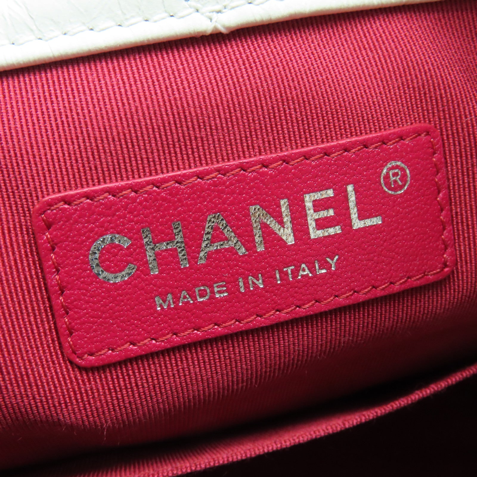 CHANEL cowhide leather Gabrielle Backpack gold and silver buckle backpack white / black