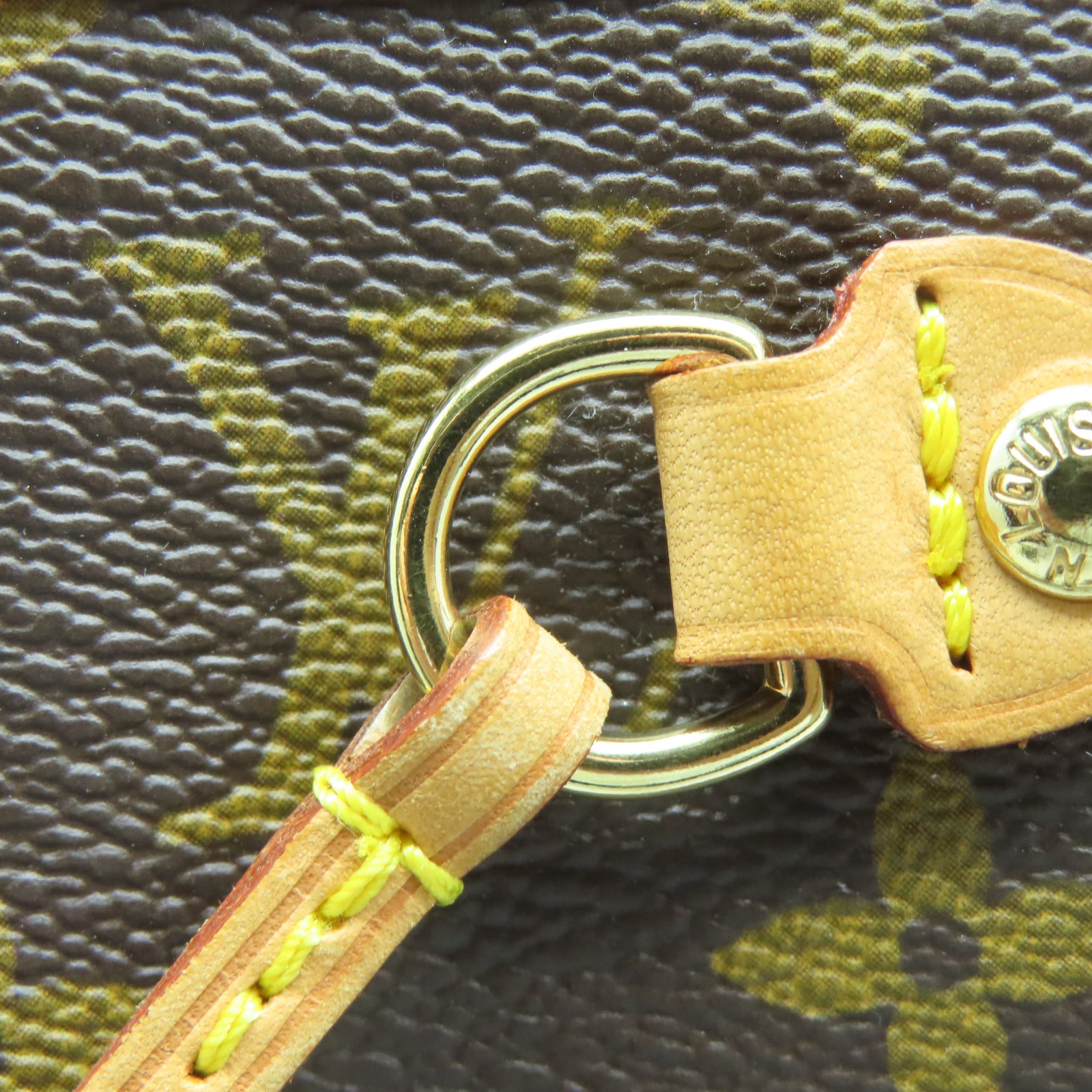 LOUIS VUITTON Monogram Neverfull PM金扣手挽袋棕色