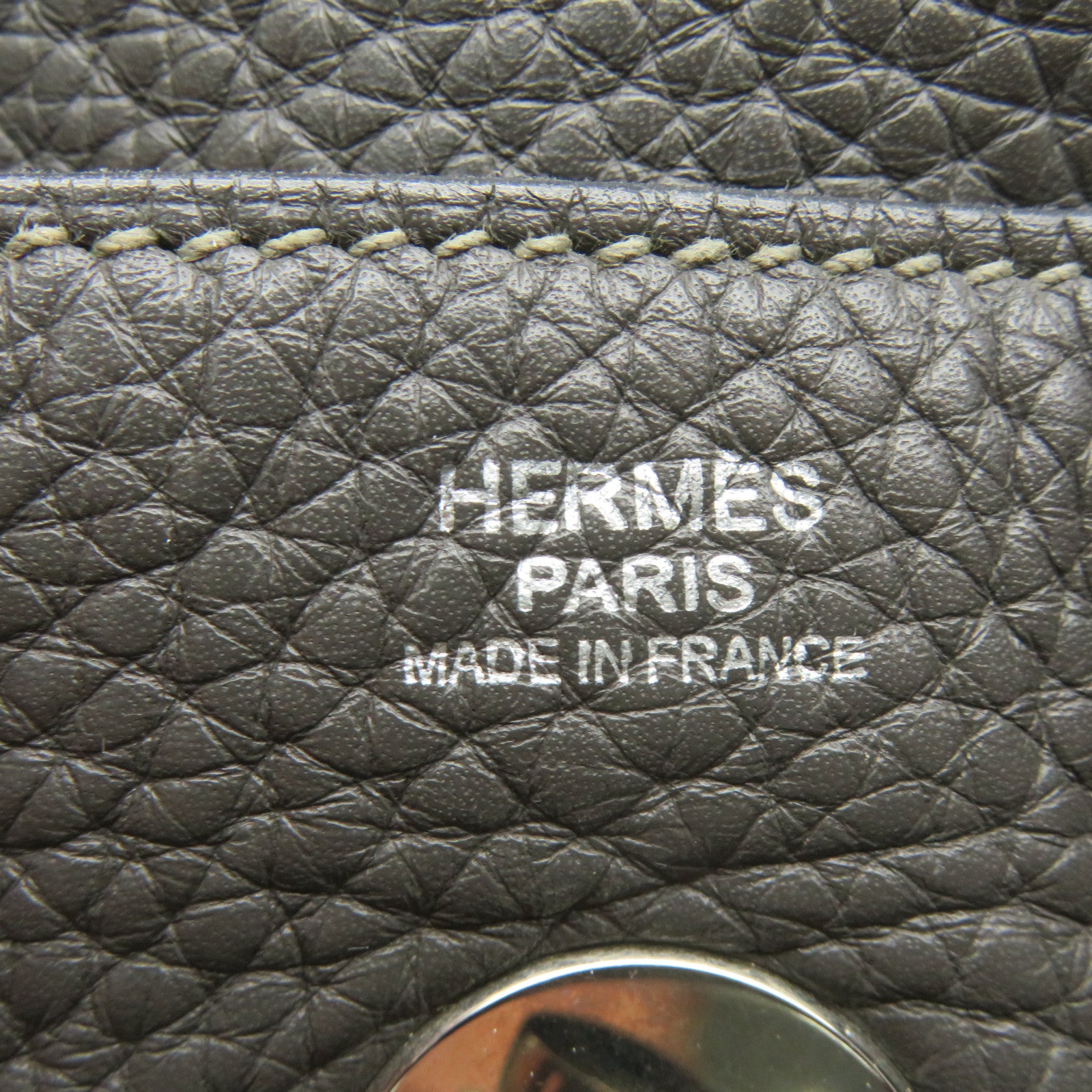 HERMES Clemence皮革Lindy 30 Shoulder Bag银扣肩背袋88灰色