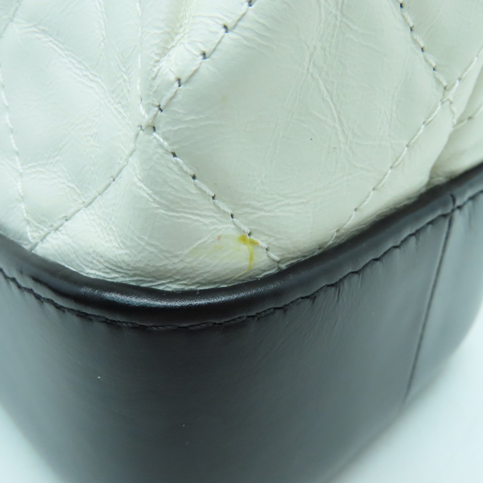 CHANEL cowhide leather Gabrielle Backpack gold and silver buckle backpack white / black