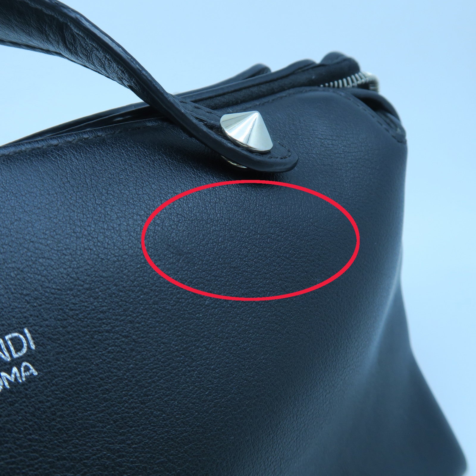 FENDI 牛皮皮革By the way銀扣手挽袋黑色