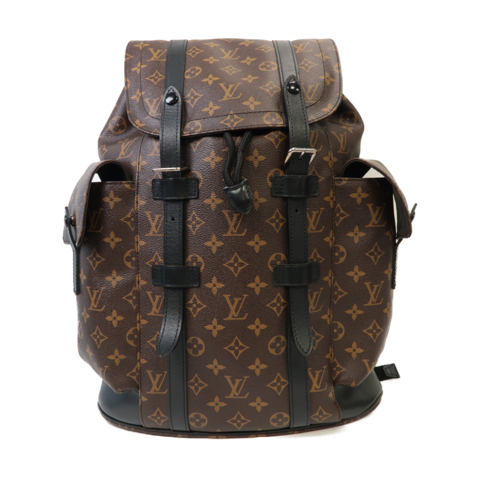 LOUIS VUITTON Monogram Macassar Christopher MM Backpack銀扣背包啡色/黑色