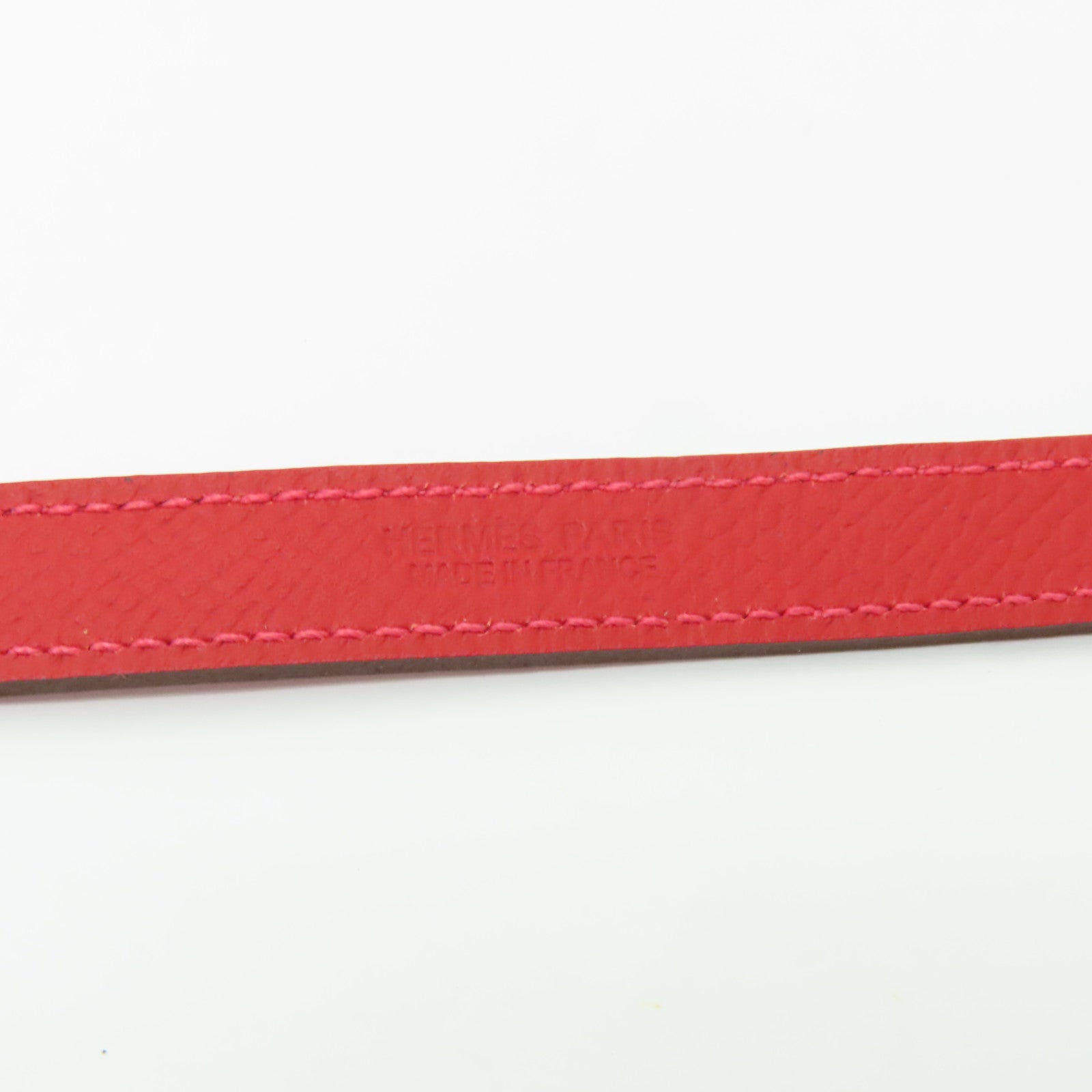 HERMES Epsom皮革Pavane Double Tour銀扣手鐲紅色