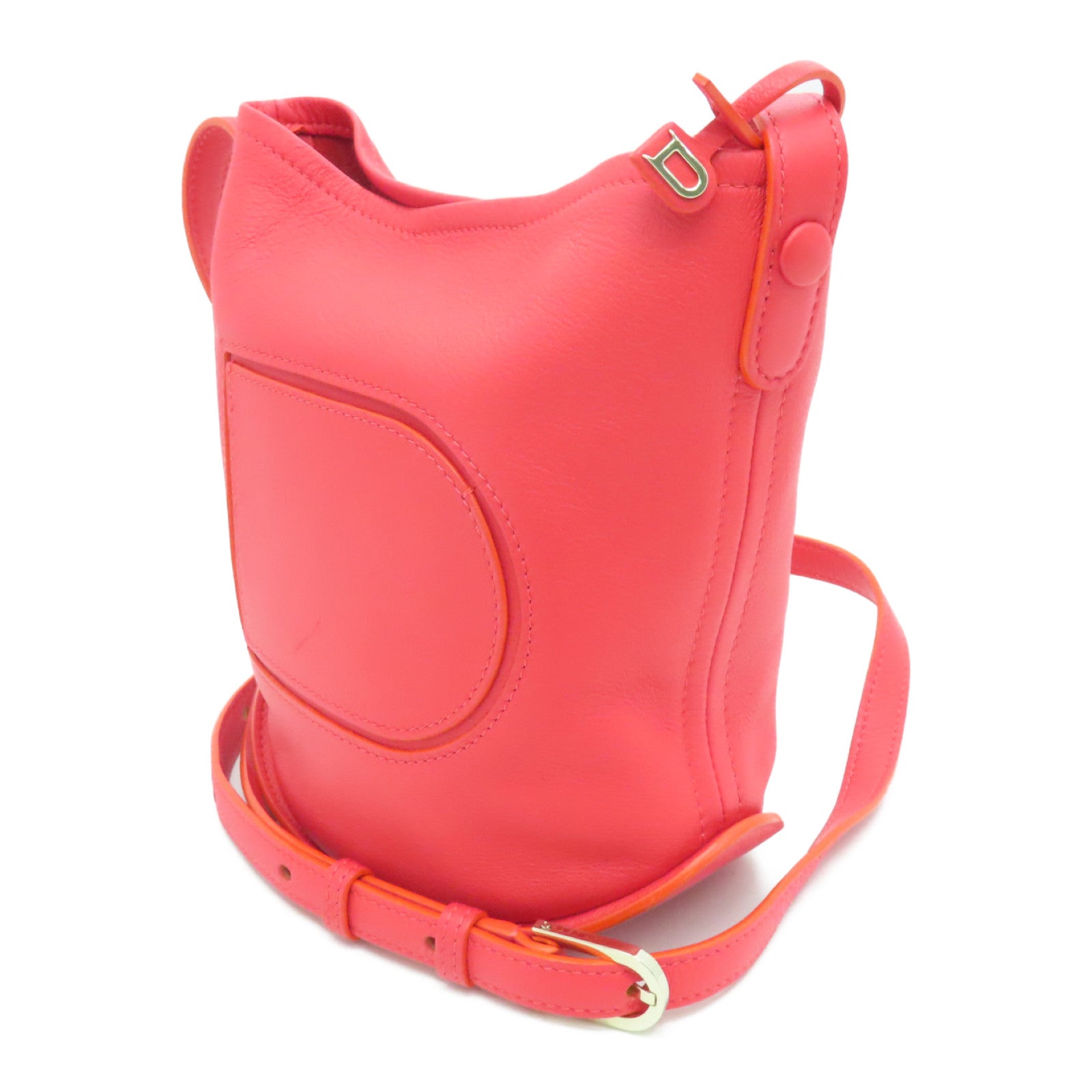 SELECTION 牛皮皮革Delvaux Shoulder Bag金扣肩背袋红色