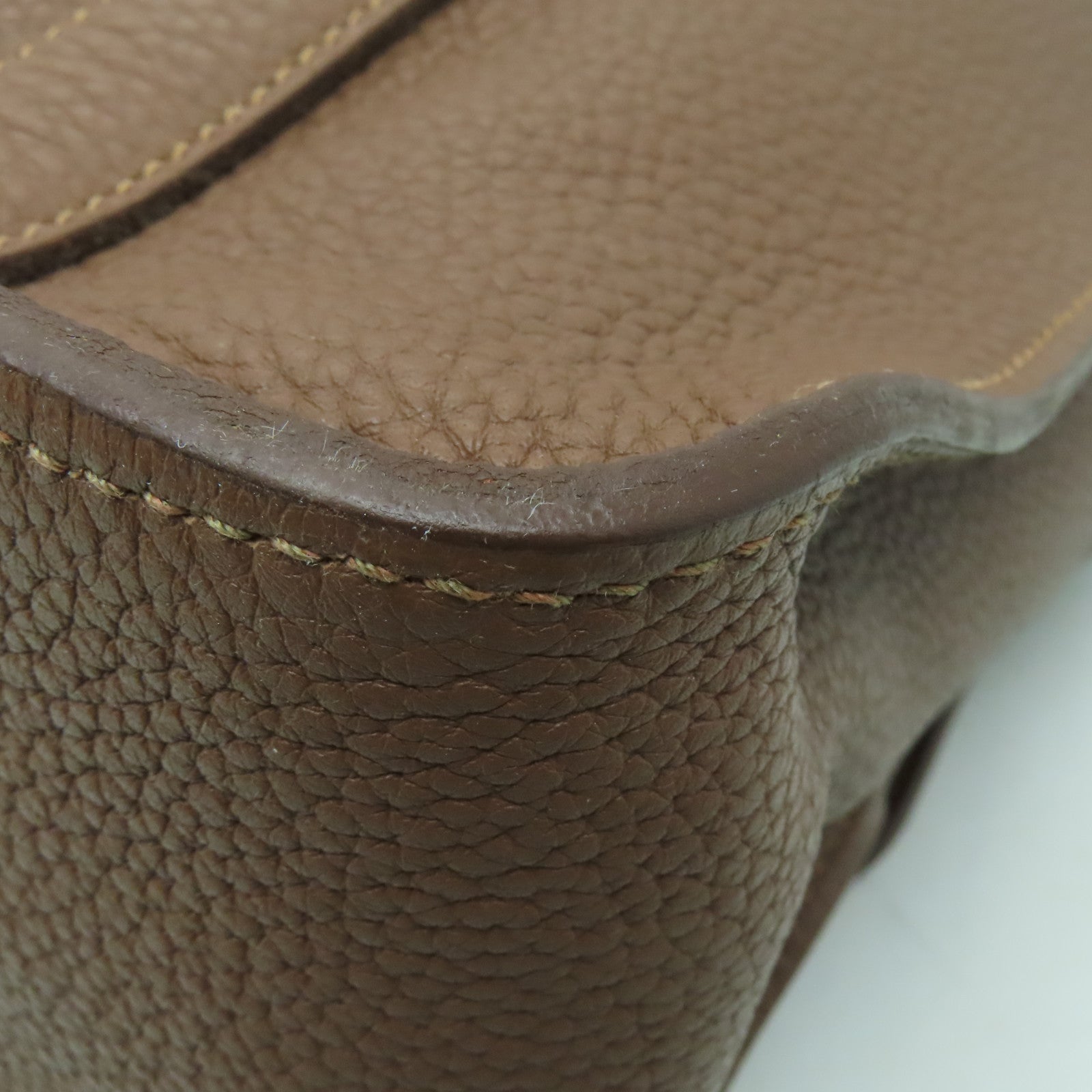 HERMES Clemence皮革Steve Besace 35銀扣肩背袋Cafe棕色