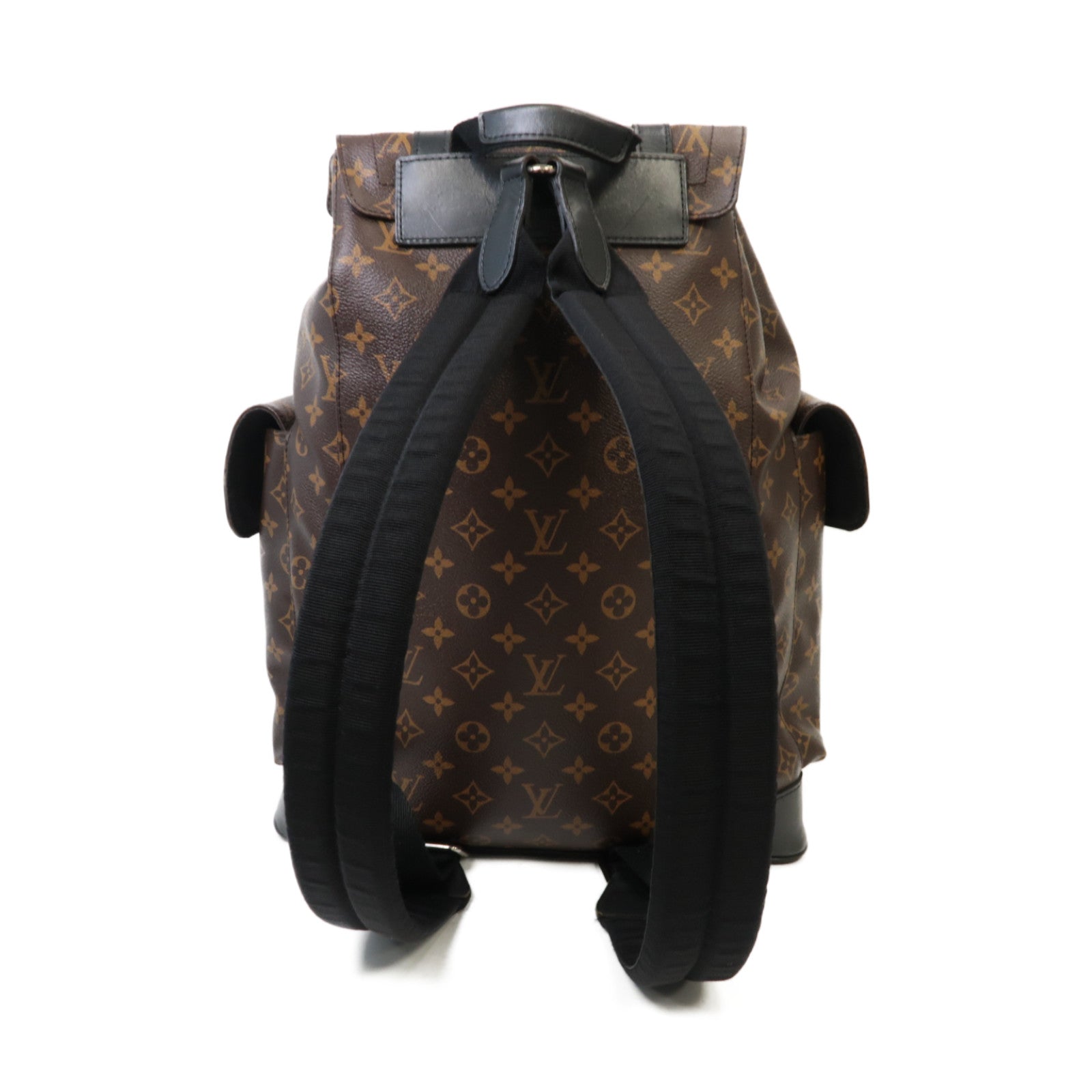 LOUIS VUITTON Monogram Macassar Christopher MM Backpack銀扣背包啡色/黑色