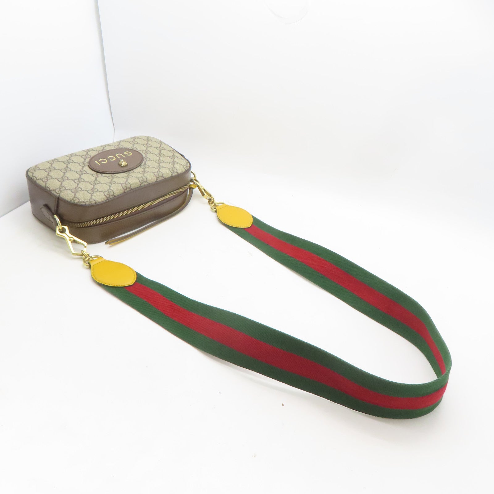 GUCCI 塗層帆布Shoulder Bag金扣肩背袋啡色