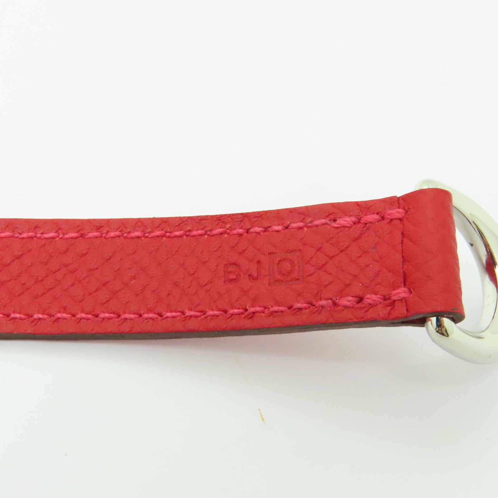 HERMES Epsom皮革Pavane Double Tour銀扣手鐲紅色