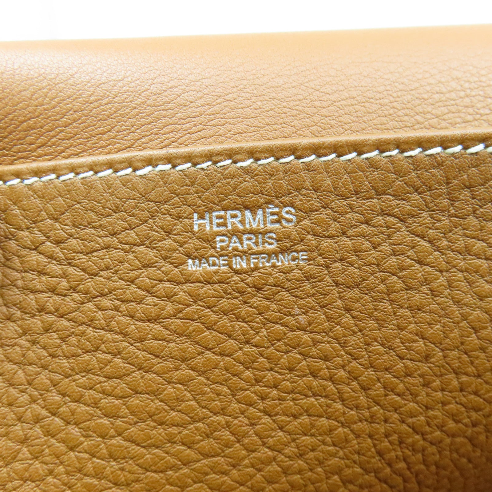 HERMES Clemence皮革Halzan 31银扣手挽肩背两用袋Gold啡色