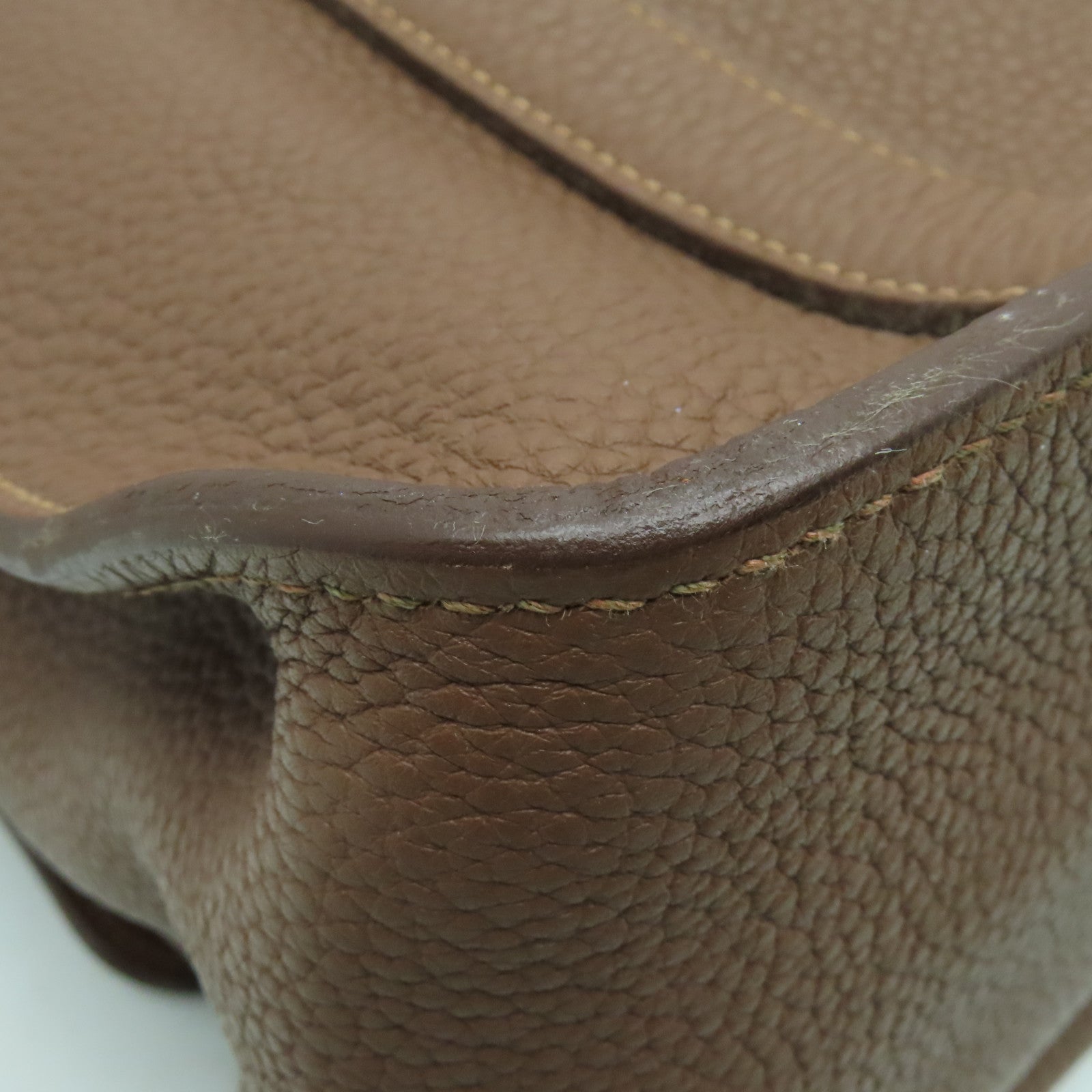 HERMES Clemence皮革Steve Besace 35銀扣肩背袋Cafe棕色
