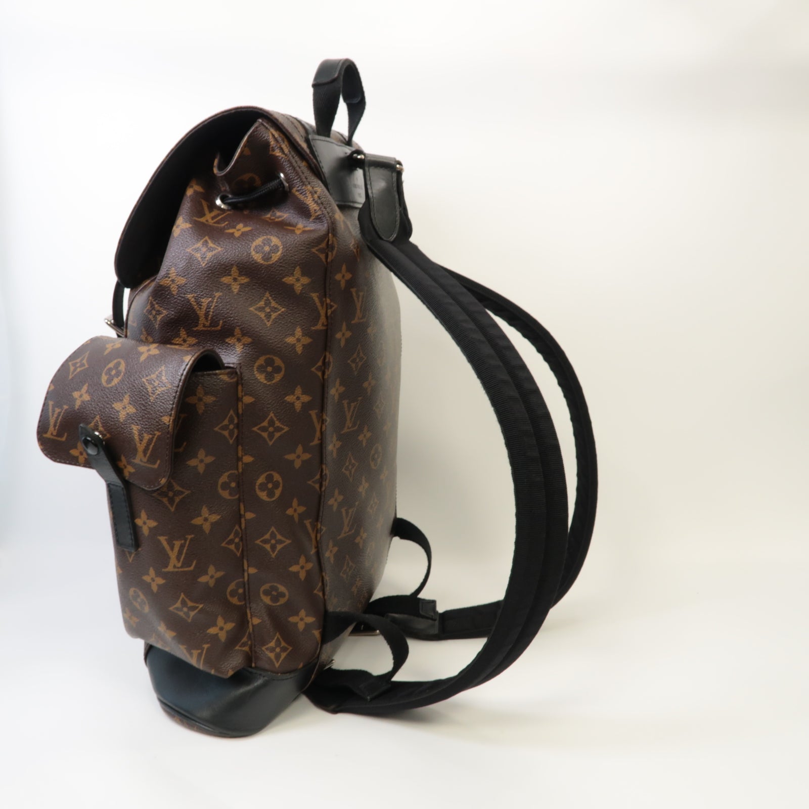 LOUIS VUITTON Monogram Macassar Christopher MM Backpack銀扣背包啡色/黑色