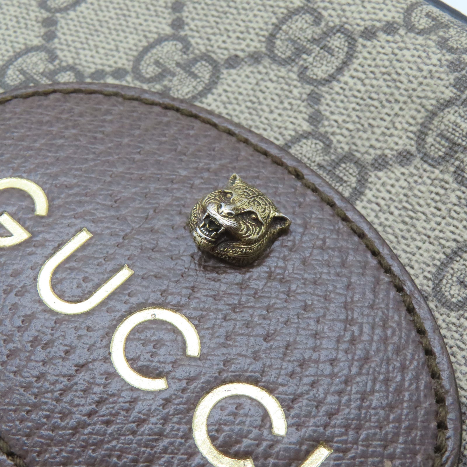 GUCCI 塗層帆布Shoulder Bag金扣肩背袋啡色
