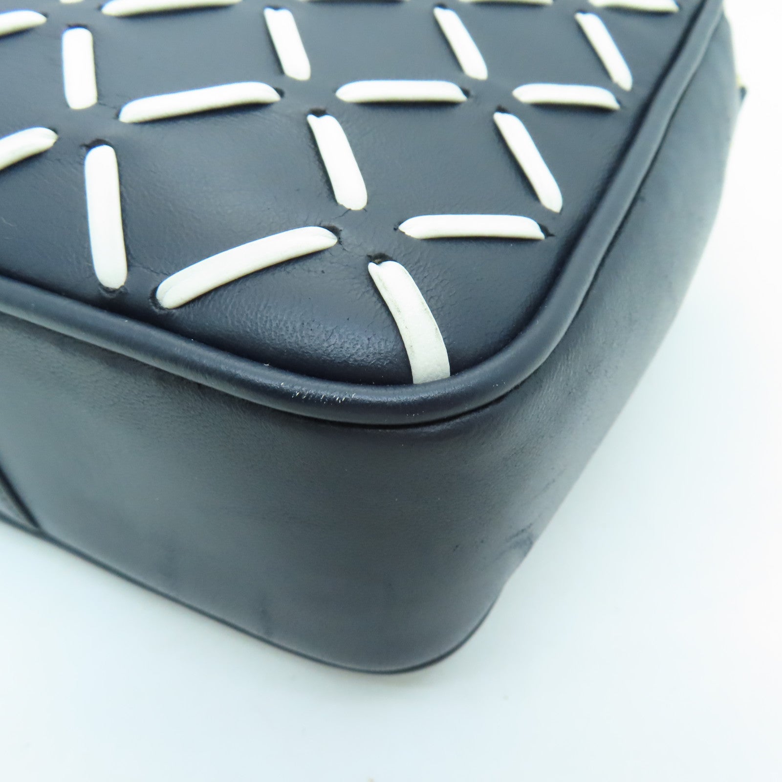 CHANEL 牛皮皮革Chain Shoulder Bag金扣鏈帶肩背袋深藍色