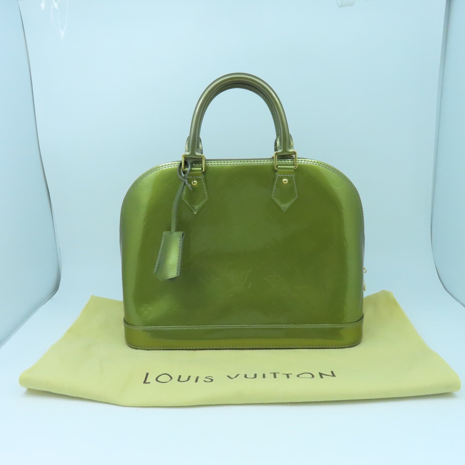 LOUIS VUITTON Monogram Vernis Alma金扣手挽袋綠色
