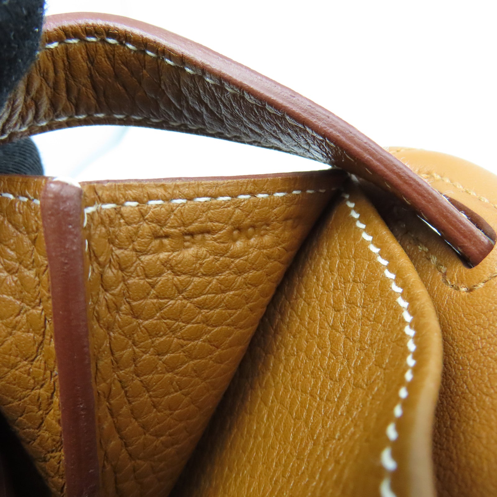 HERMES Clemence皮革Halzan 31银扣手挽肩背两用袋Gold啡色