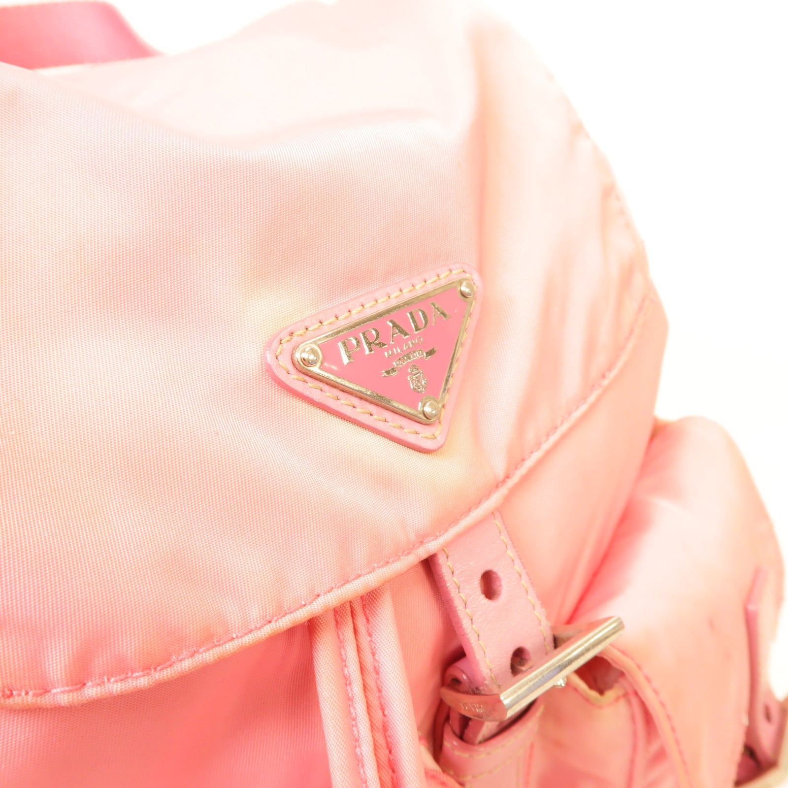 PRADA 尼龍Backpack銀扣背包粉紅色