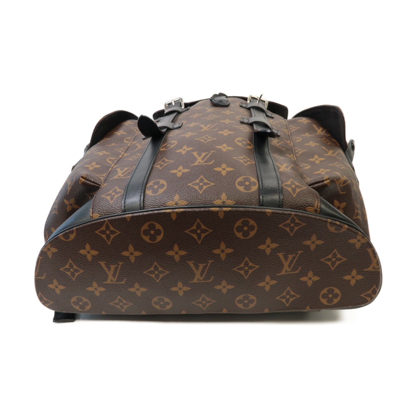 LOUIS VUITTON Monogram Macassar Christopher MM Backpack銀扣背包啡色/黑色