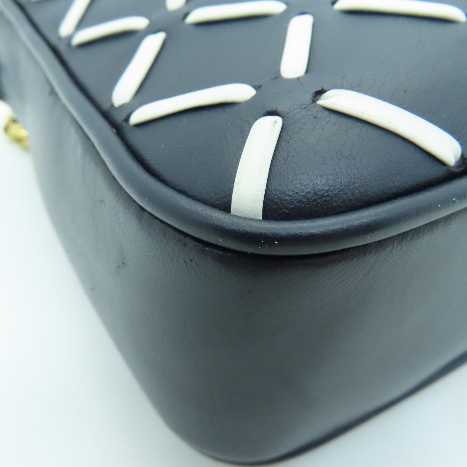 CHANEL 牛皮皮革Chain Shoulder Bag金扣鏈帶肩背袋深藍色