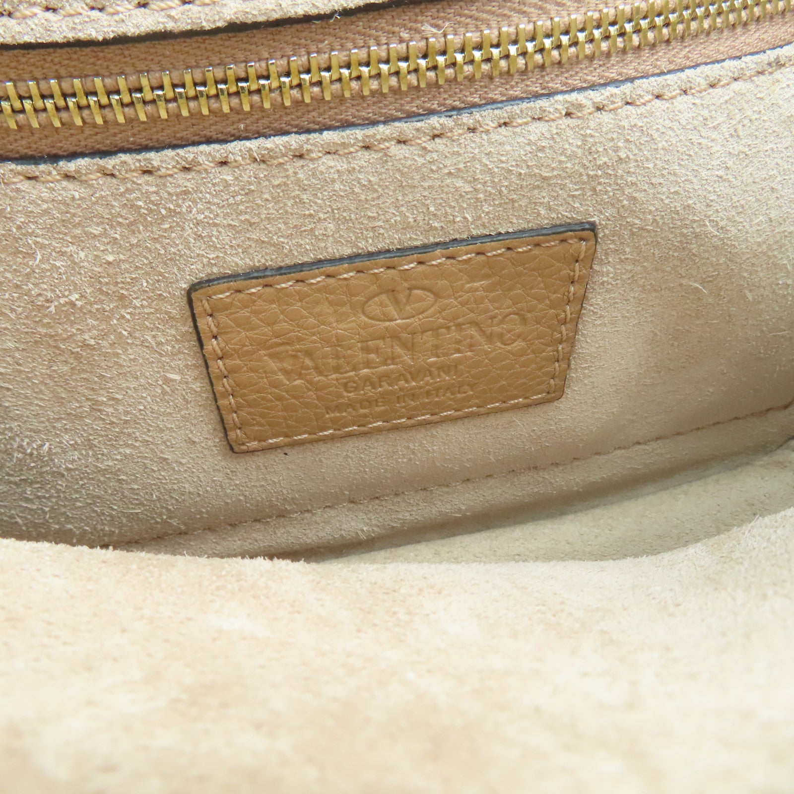 Valentino 牛皮皮革Shoulder Bag金扣肩背袋米色