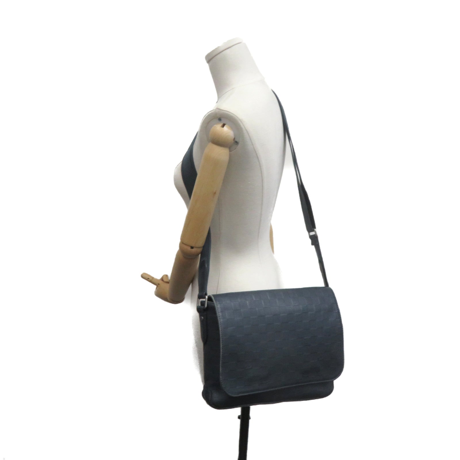 LOUIS VUITTON Damier Infini Leather Shoulder Bag Blue