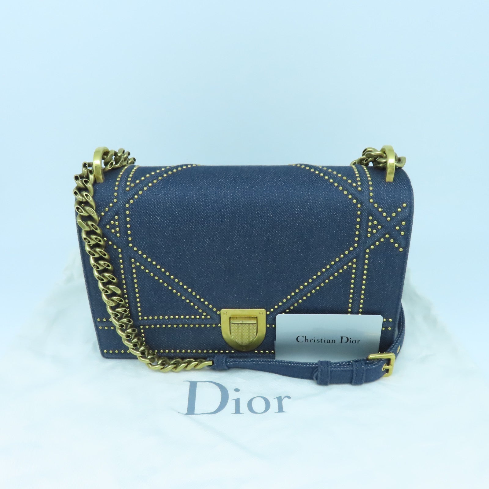 Dior 帆布Diorama金扣链带肩背袋蓝色