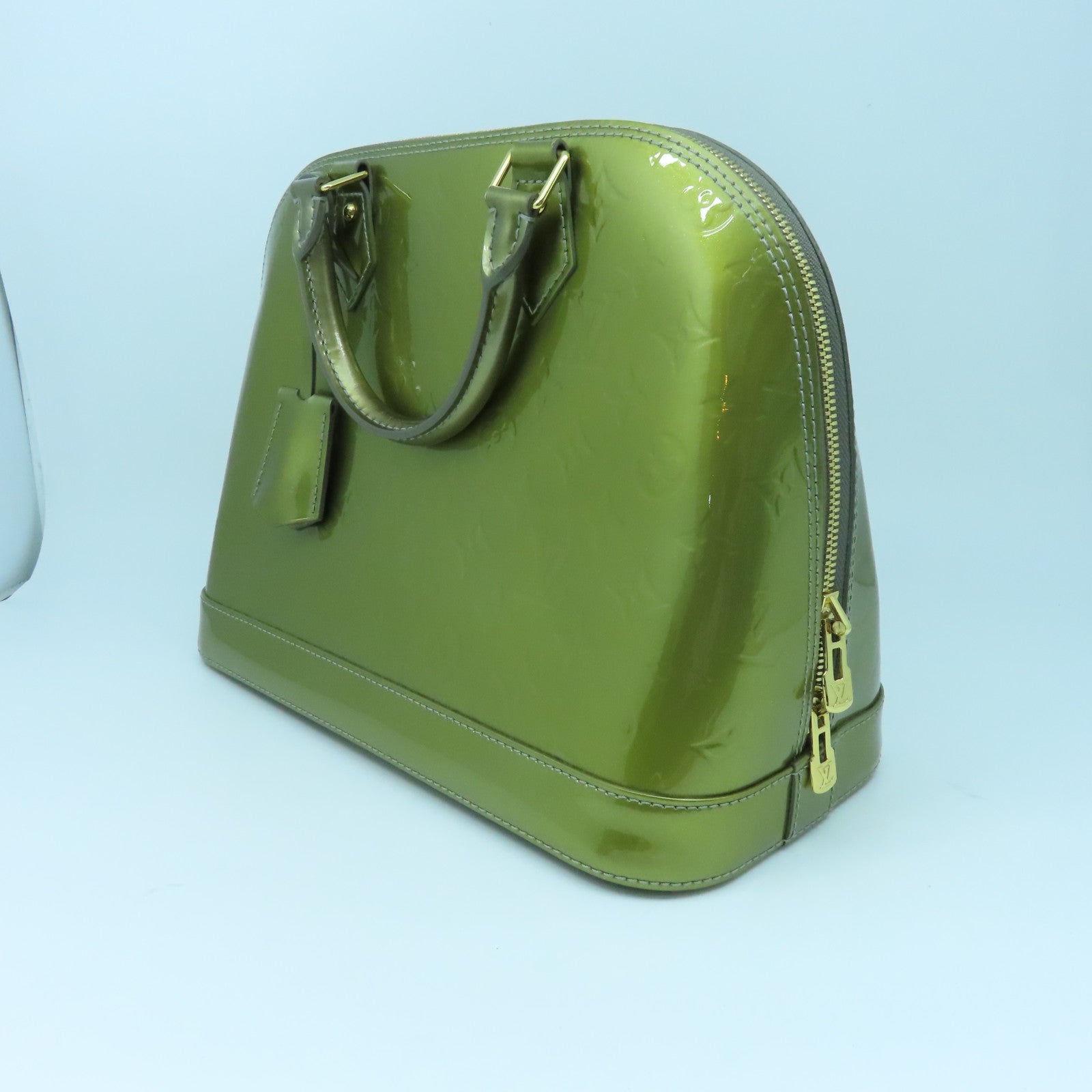 LOUIS VUITTON Monogram Vernis Alma金扣手挽袋綠色