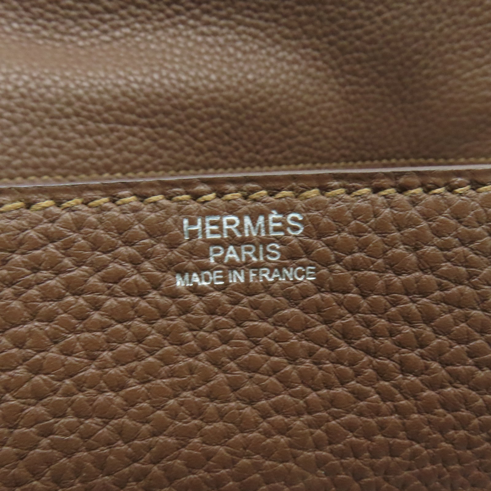 HERMES Clemence皮革Steve Besace 35銀扣肩背袋Cafe棕色