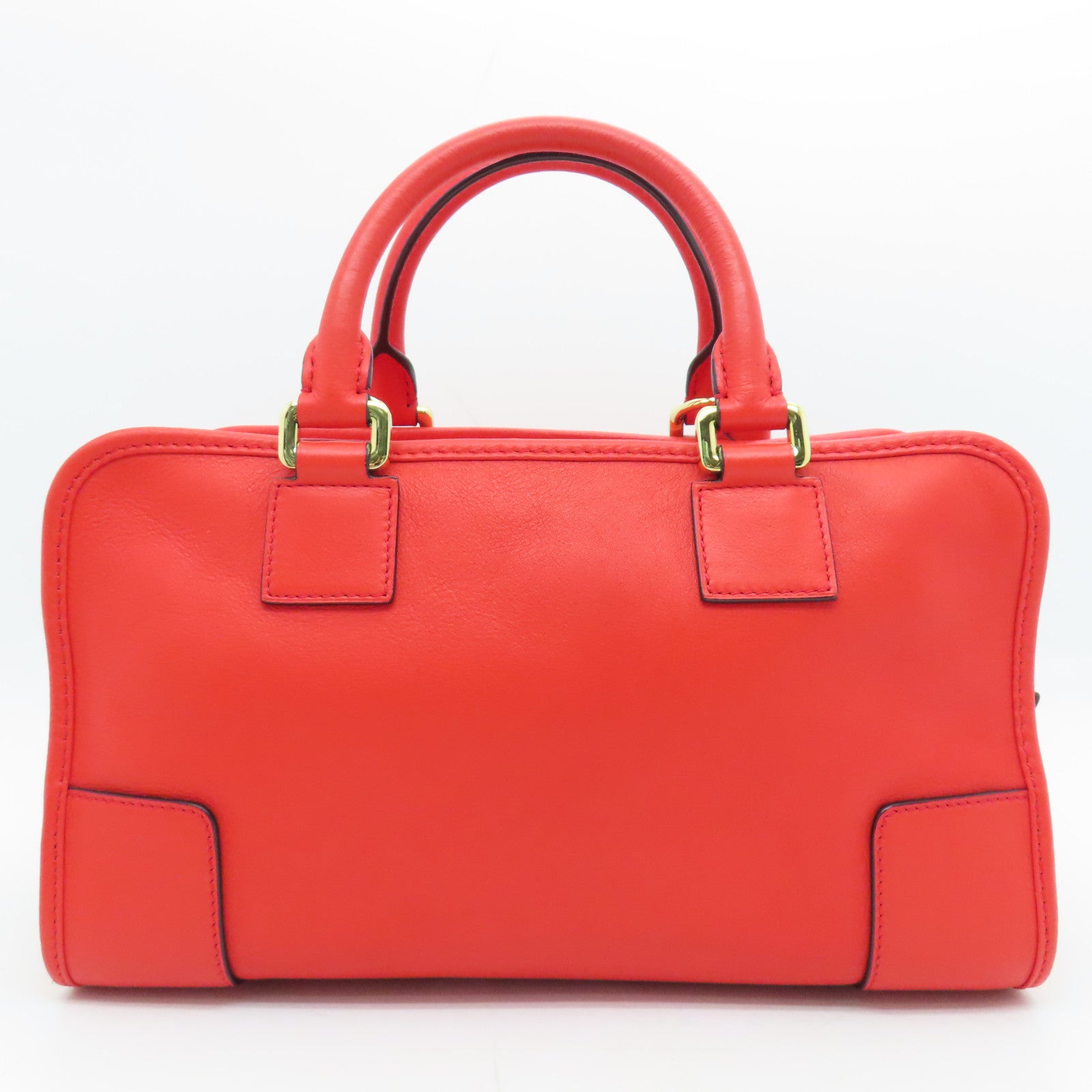 LOEWE 牛皮皮革Shoulder Bag金扣手挽肩背兩用袋紅色