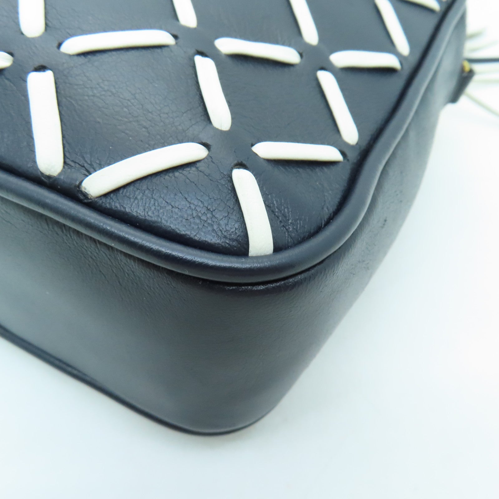CHANEL 牛皮皮革Chain Shoulder Bag金扣鏈帶肩背袋深藍色
