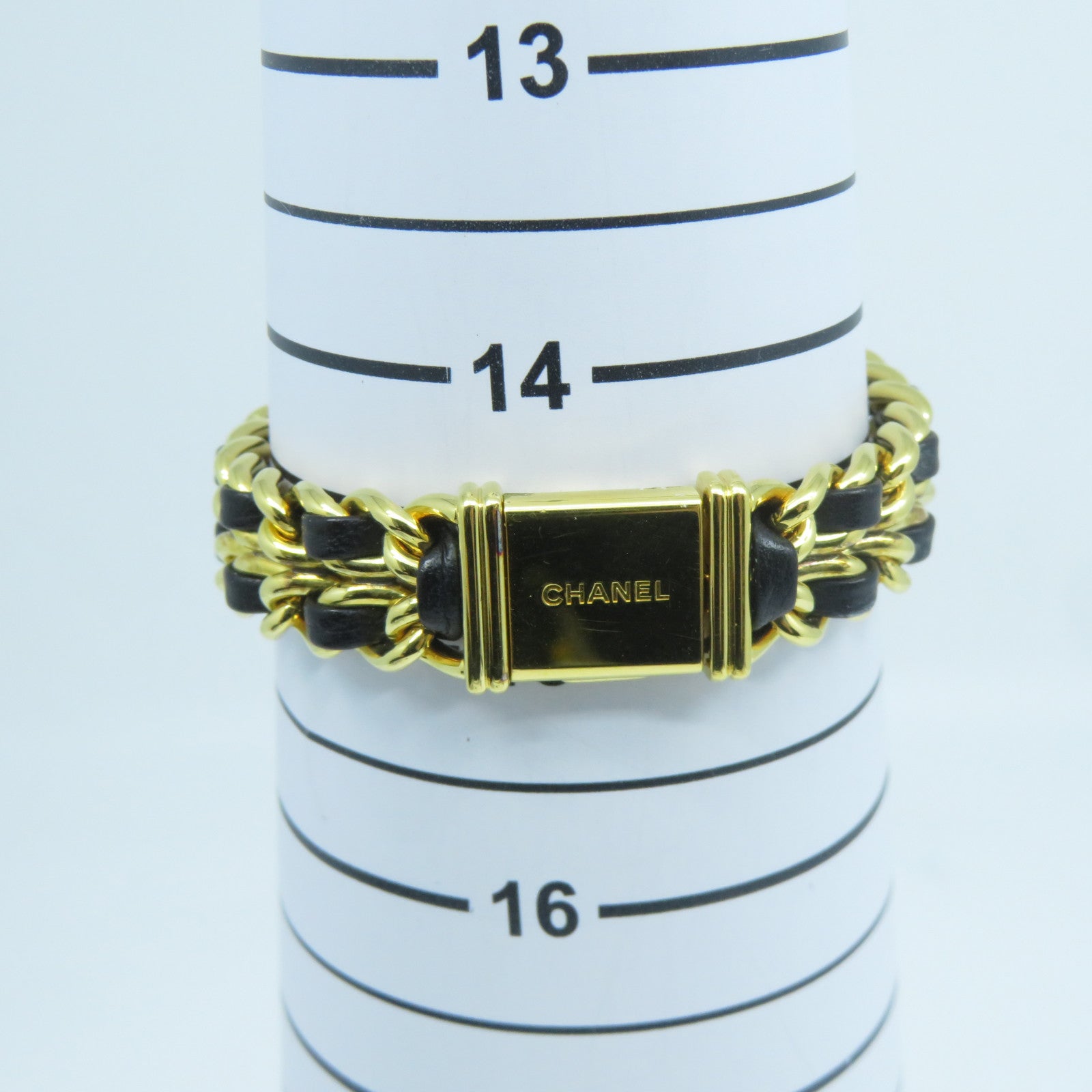 CHANEL Premiere M鍍金石英機芯手錶黑色/金色