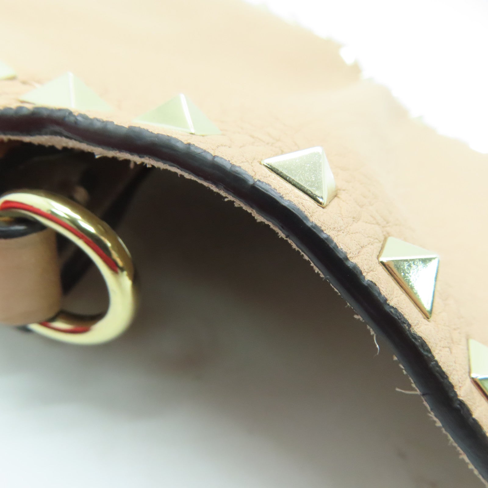 Valentino 牛皮皮革Shoulder Bag金扣肩背袋米色