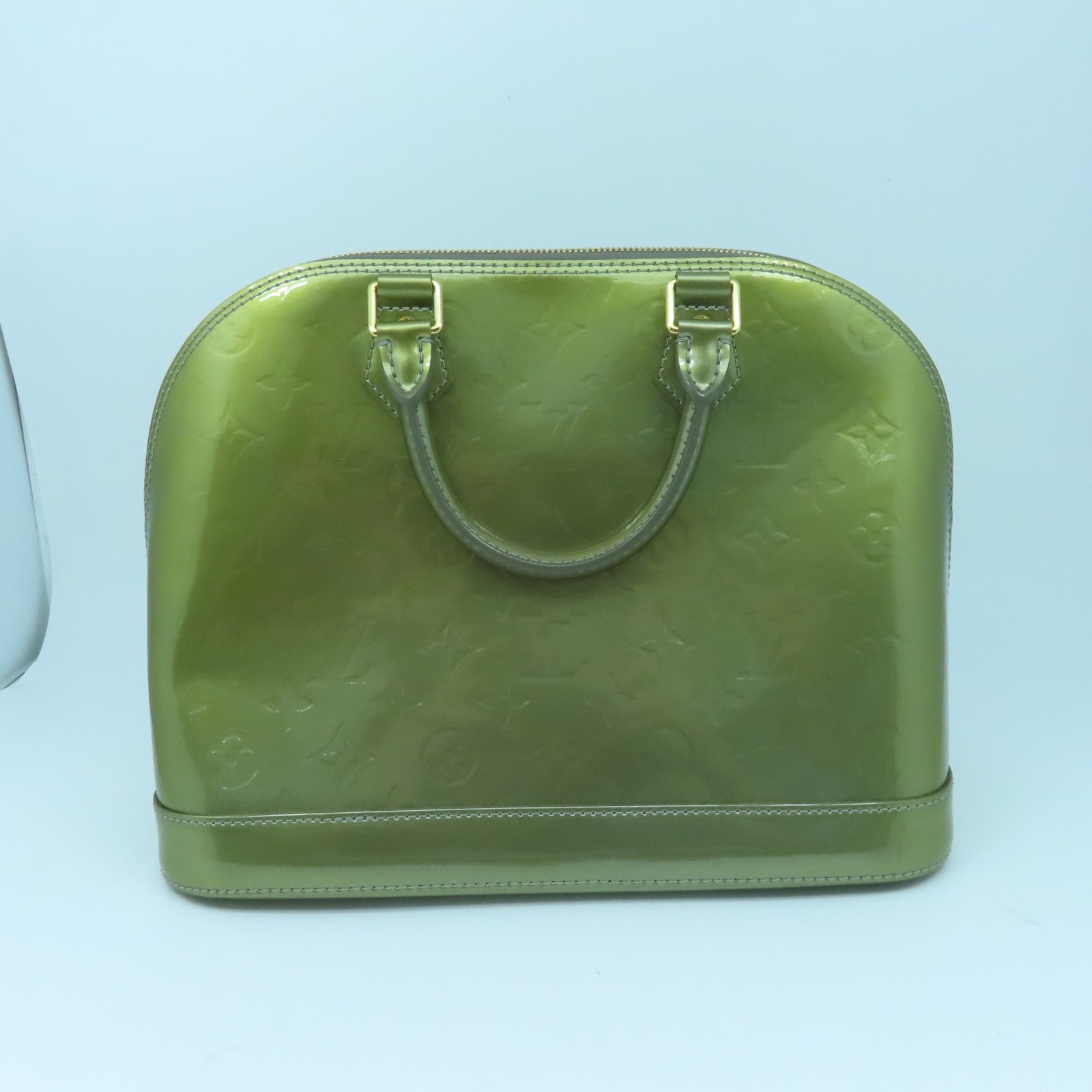 LOUIS VUITTON Monogram Vernis Alma金扣手挽袋綠色