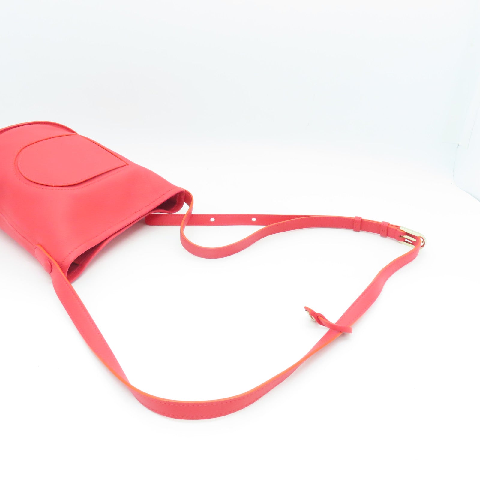 SELECTION 牛皮皮革Delvaux Shoulder Bag金扣肩背袋红色