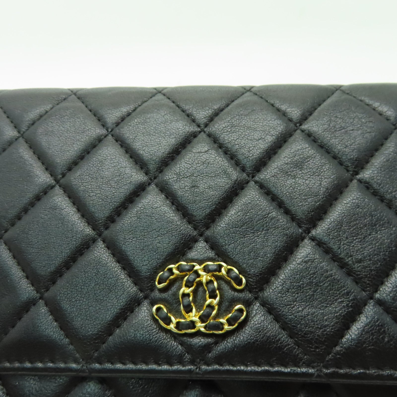 CHANEL 牛皮皮革Wallet on Chain金扣鏈帶肩背袋黑色