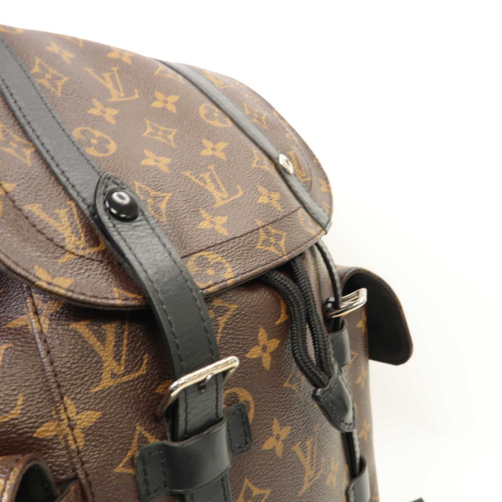 LOUIS VUITTON Monogram Macassar Christopher MM Backpack銀扣背包啡色/黑色