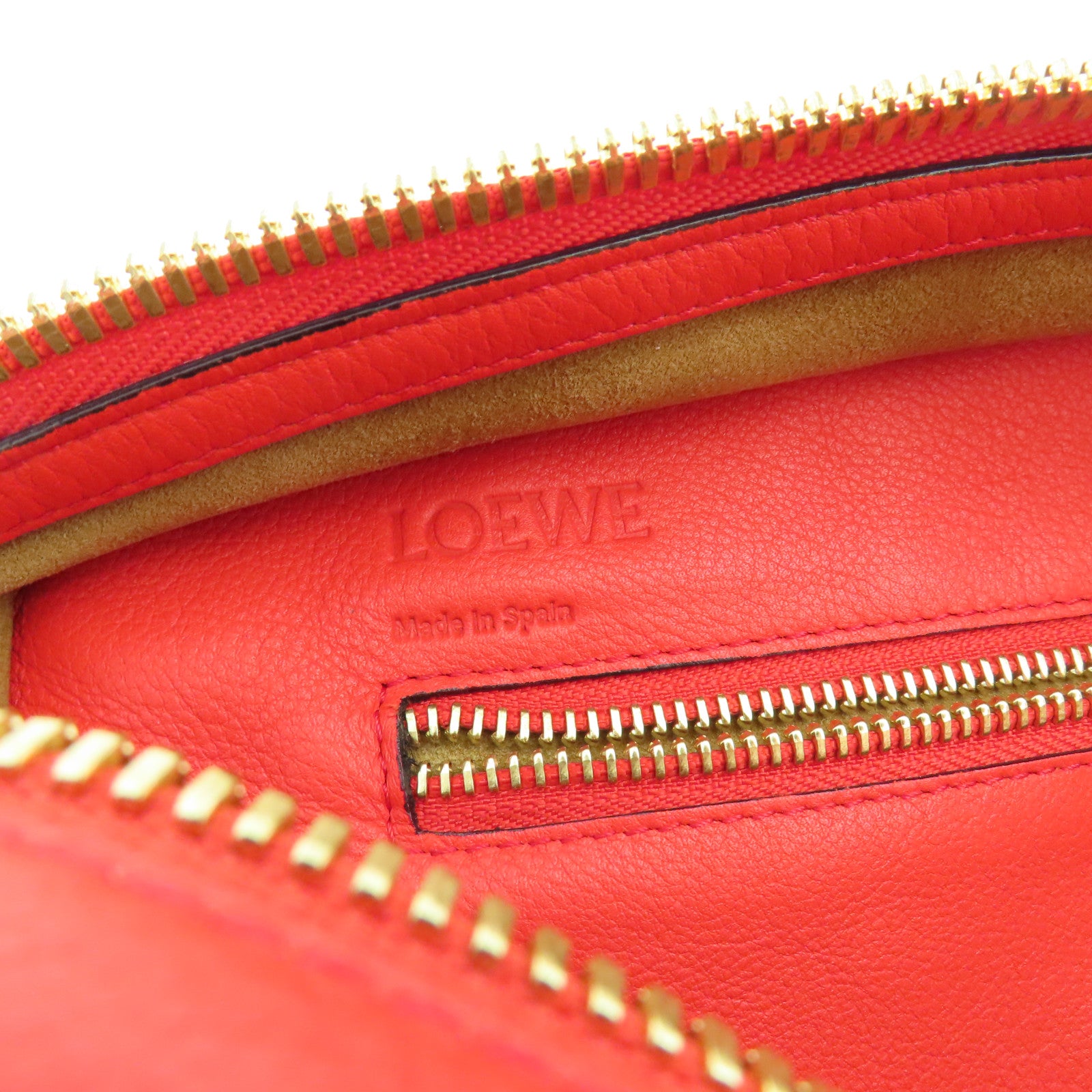 LOEWE 牛皮皮革Shoulder Bag金扣手挽肩背兩用袋紅色