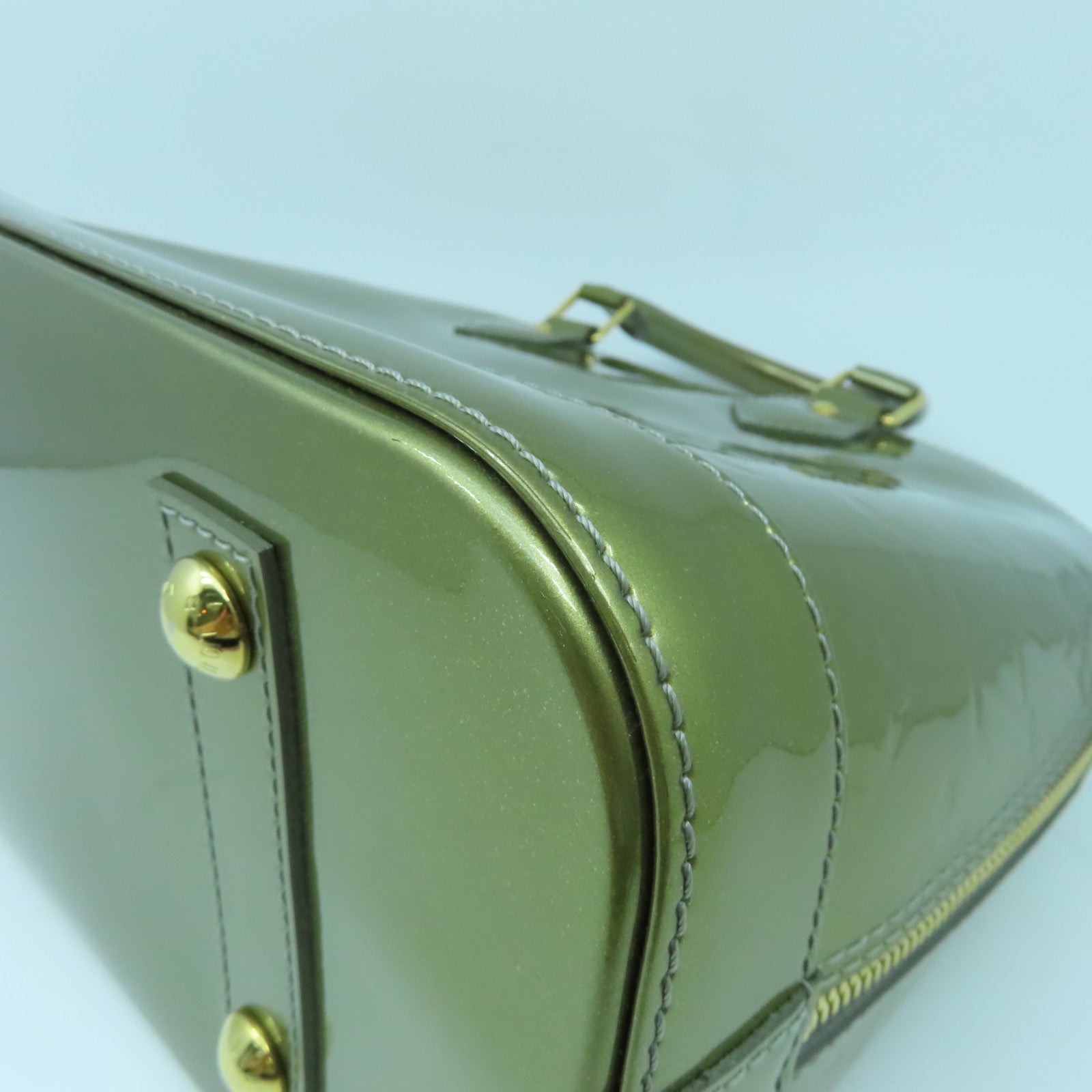 LOUIS VUITTON Monogram Vernis Alma金扣手挽袋綠色