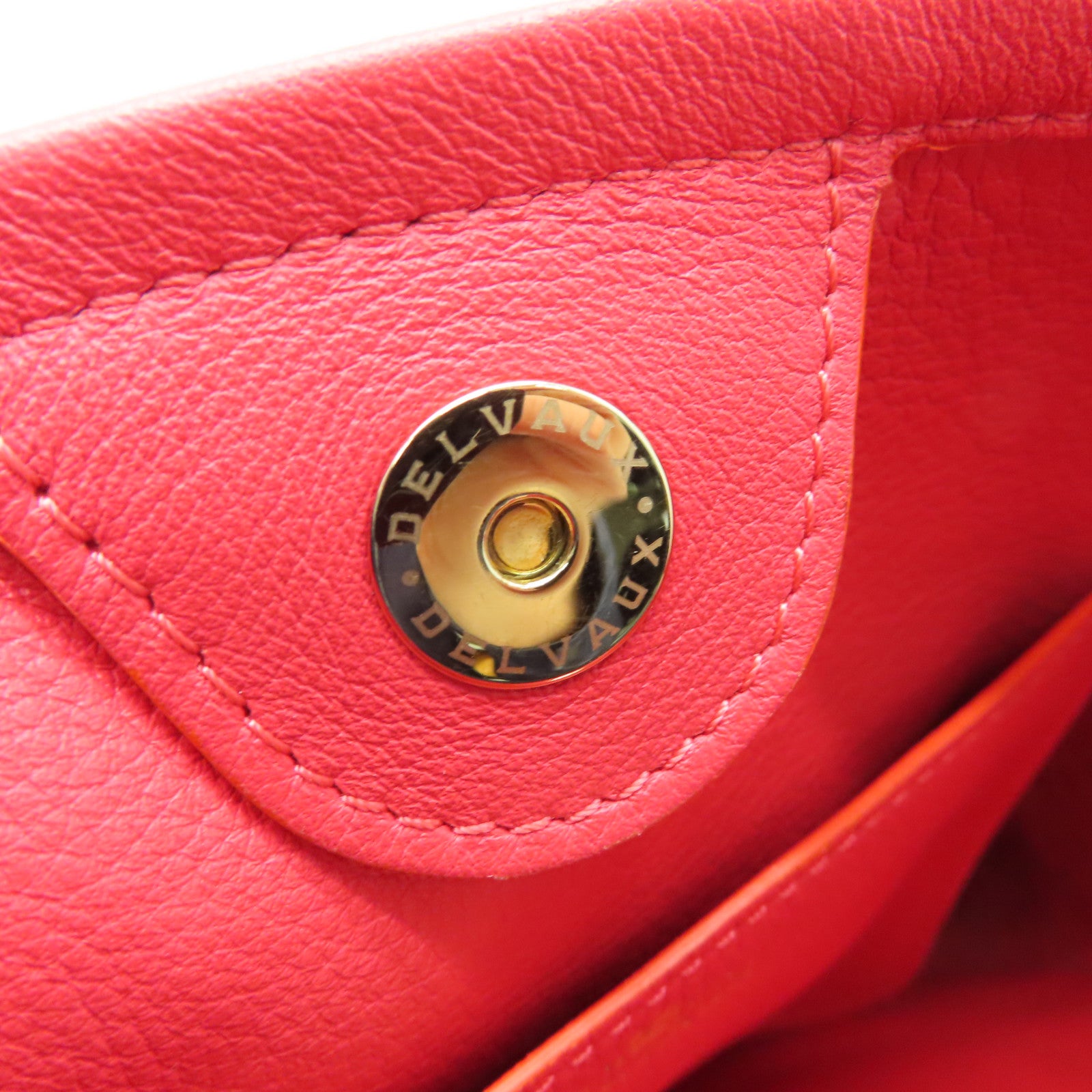 SELECTION 牛皮皮革Delvaux Shoulder Bag金扣肩背袋红色