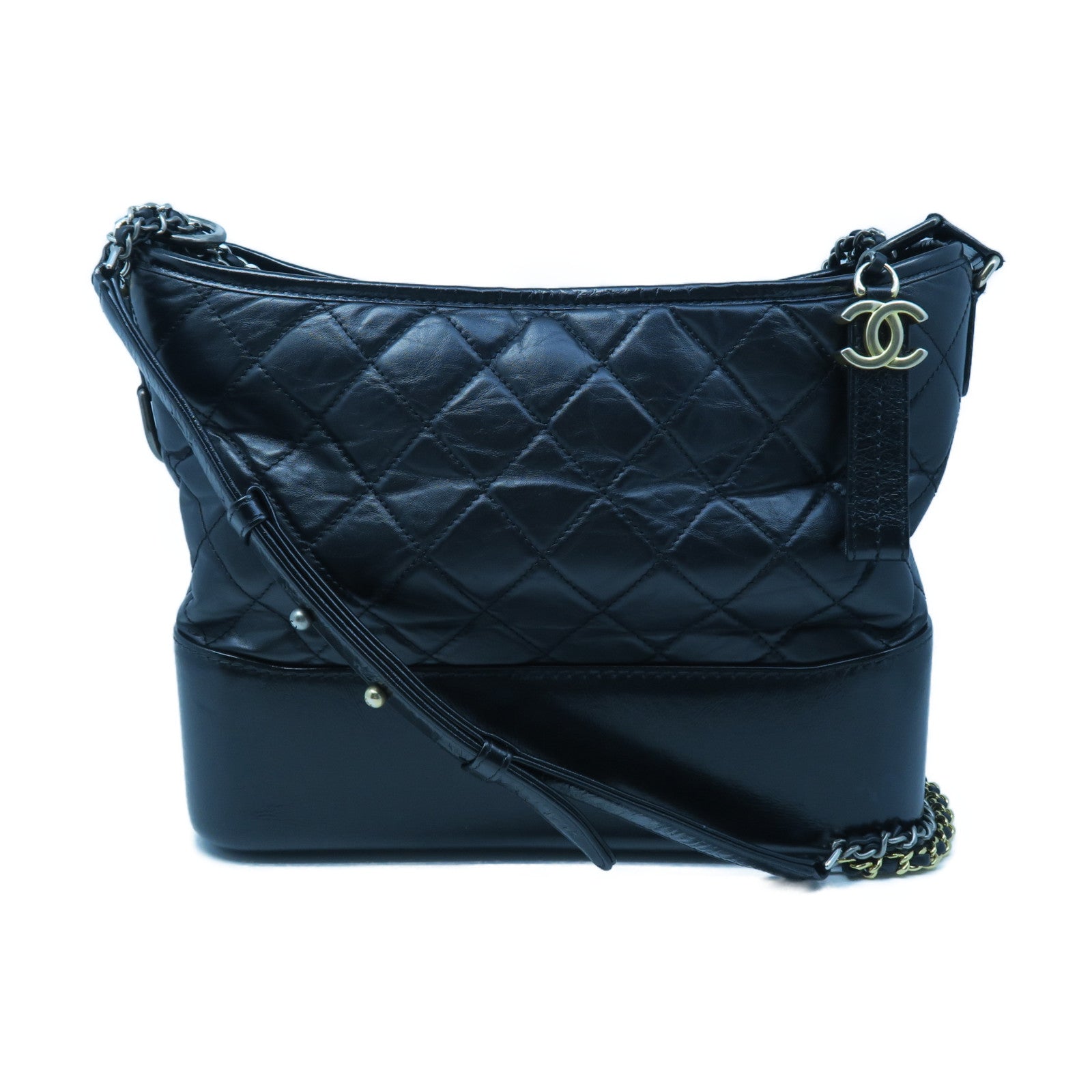 CHANEL 【激減優惠】牛皮皮革Gabrielle金扣鏈帶肩背袋黑色