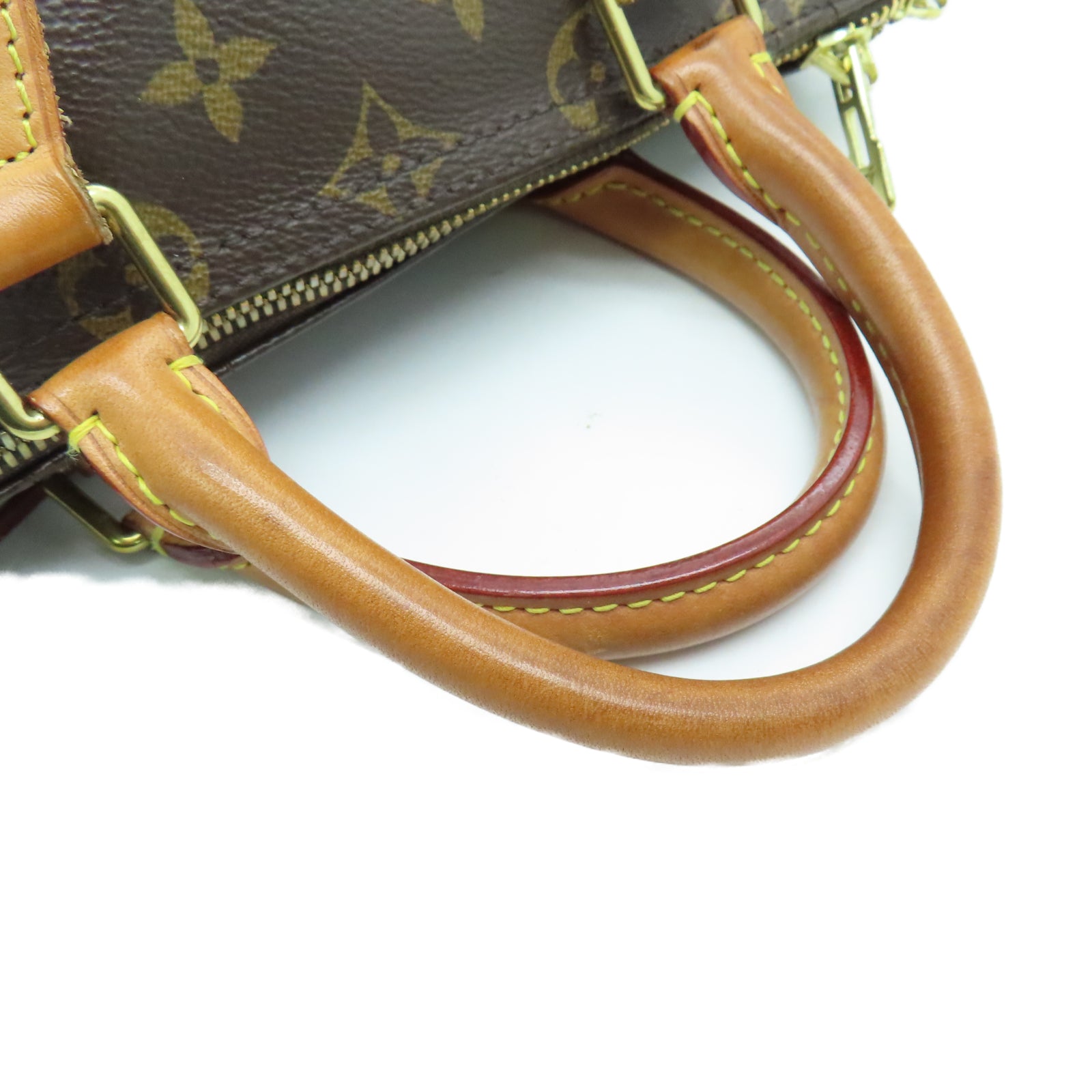 LOUIS VUITTON Monogram Speedy 25 Gold Buckle Shoulder Bag Brown