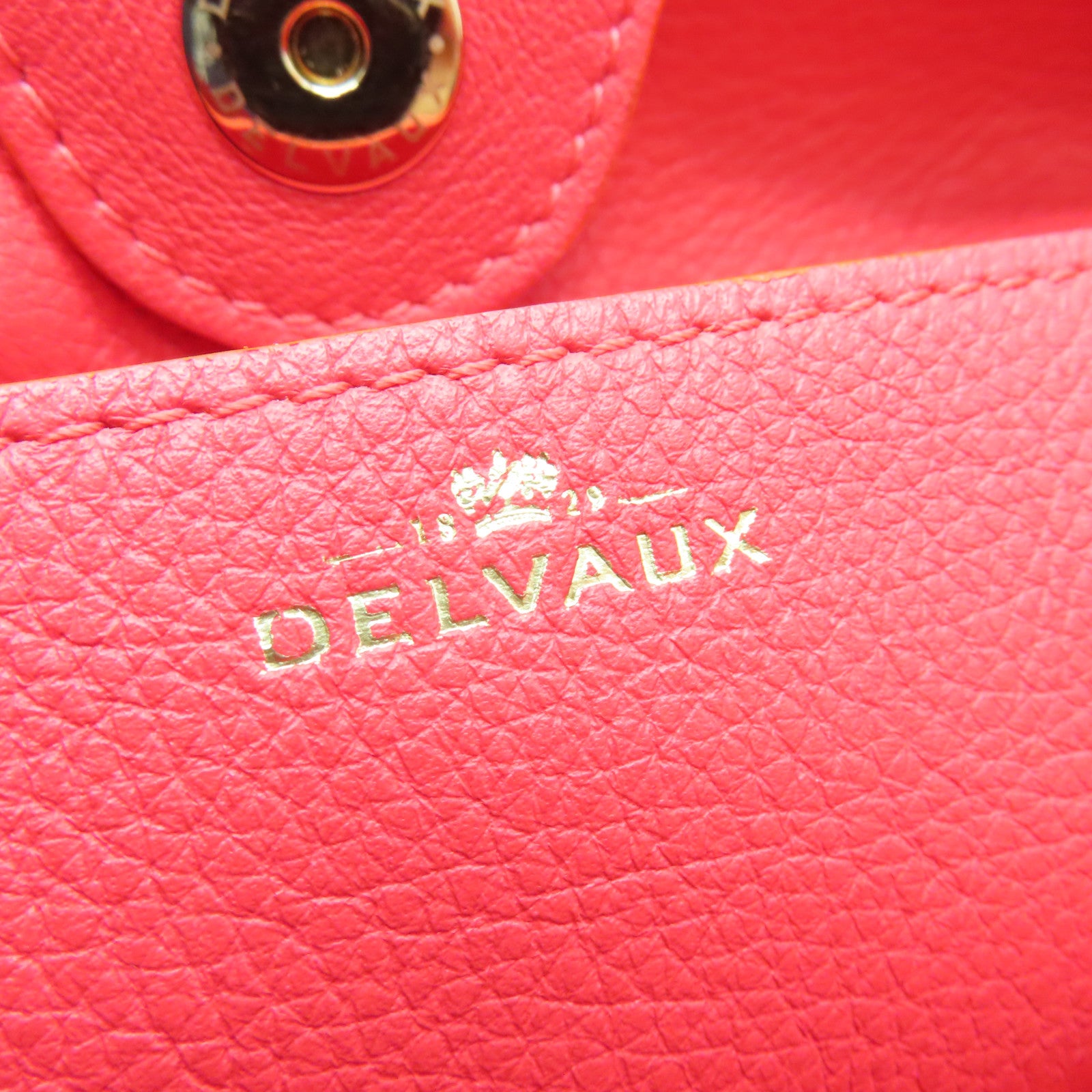 SELECTION 牛皮皮革Delvaux Shoulder Bag金扣肩背袋红色