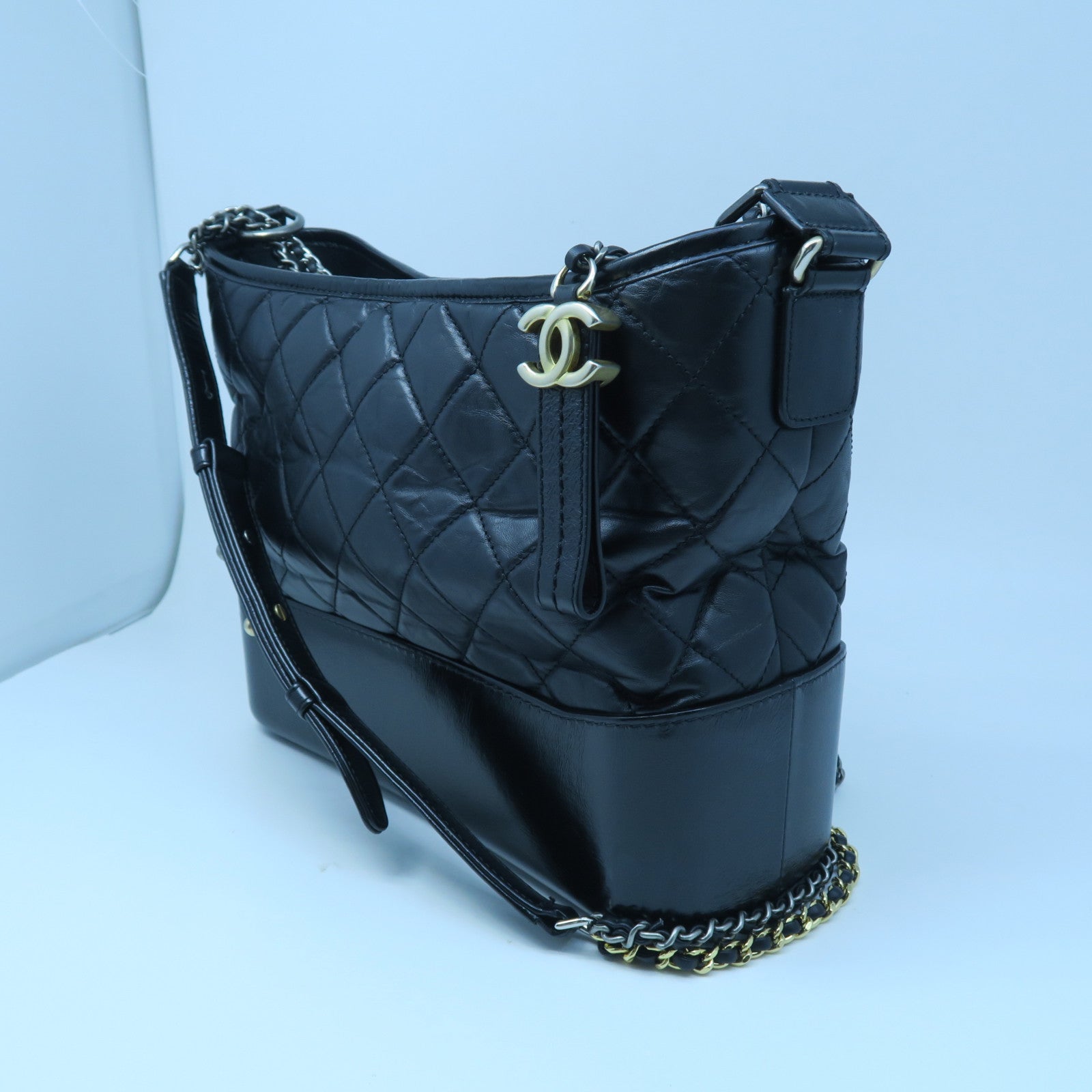 CHANEL 【激減優惠】牛皮皮革Gabrielle金扣鏈帶肩背袋黑色