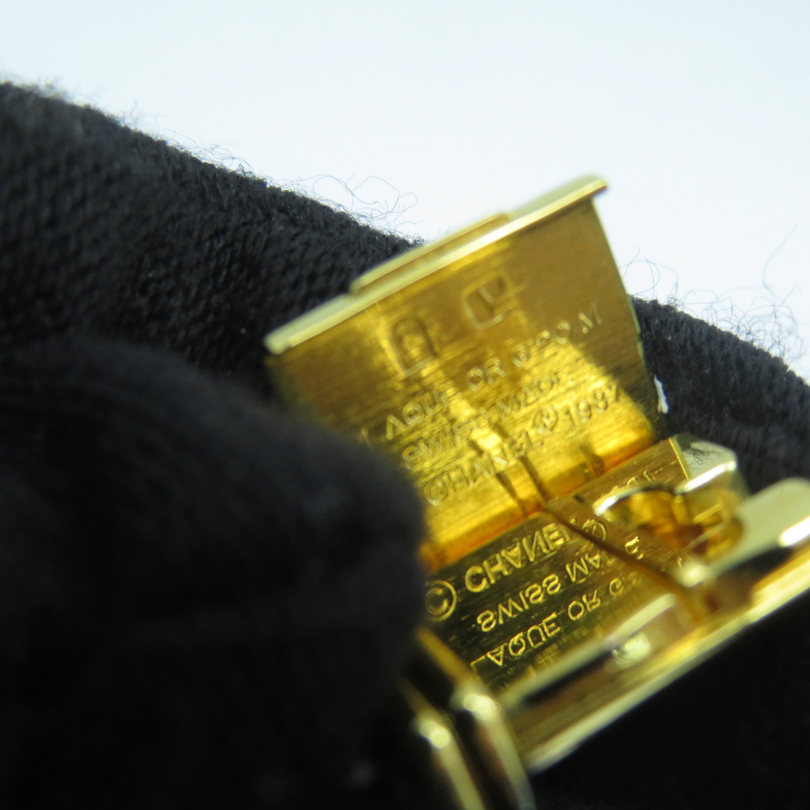 CHANEL Premiere M鍍金石英機芯手錶黑色/金色