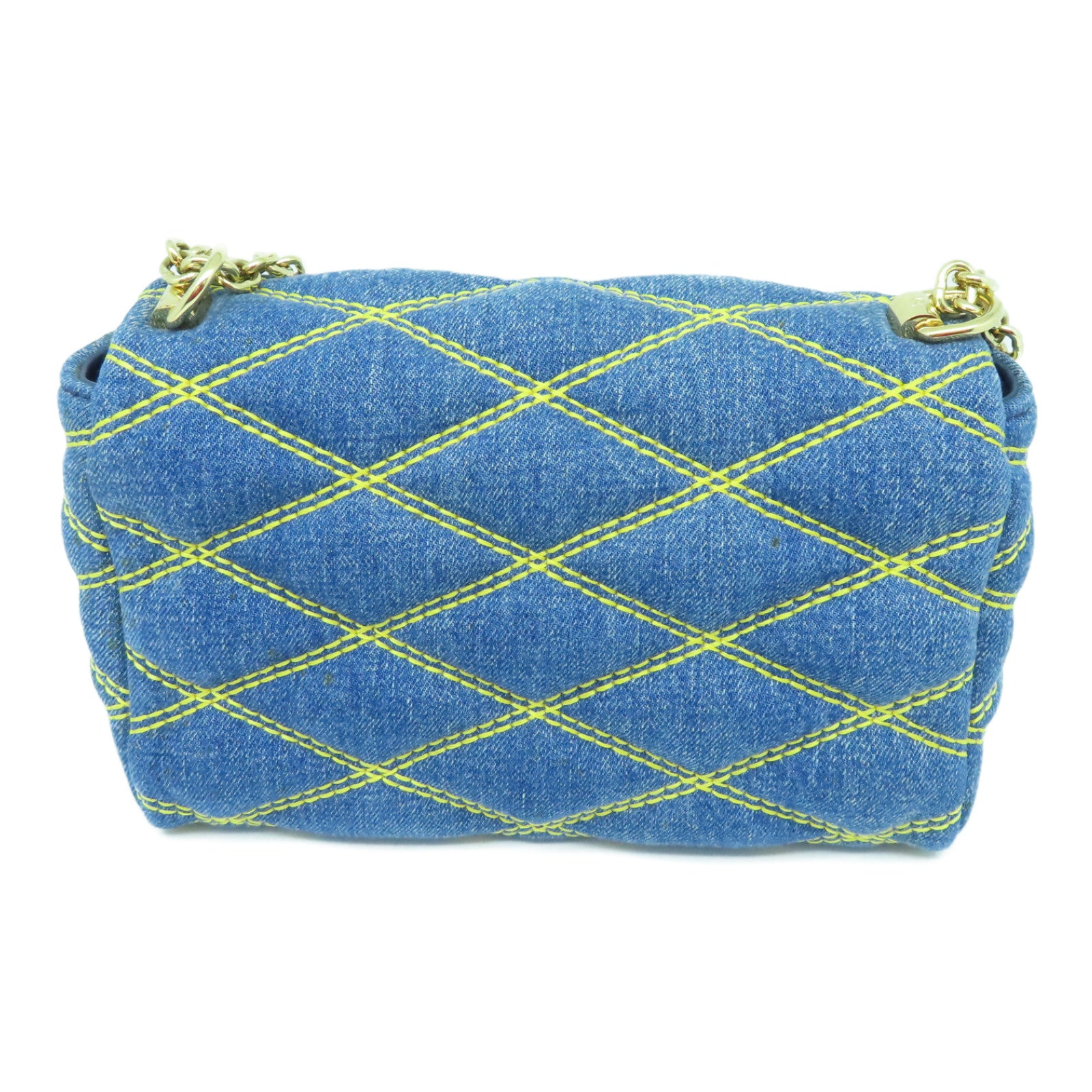 LOUIS VUITTON Lingge Damier Jeans ジgo-14 PM Shoulder Bag Gold Buckle Chain Belt Shoulder Bag Blue